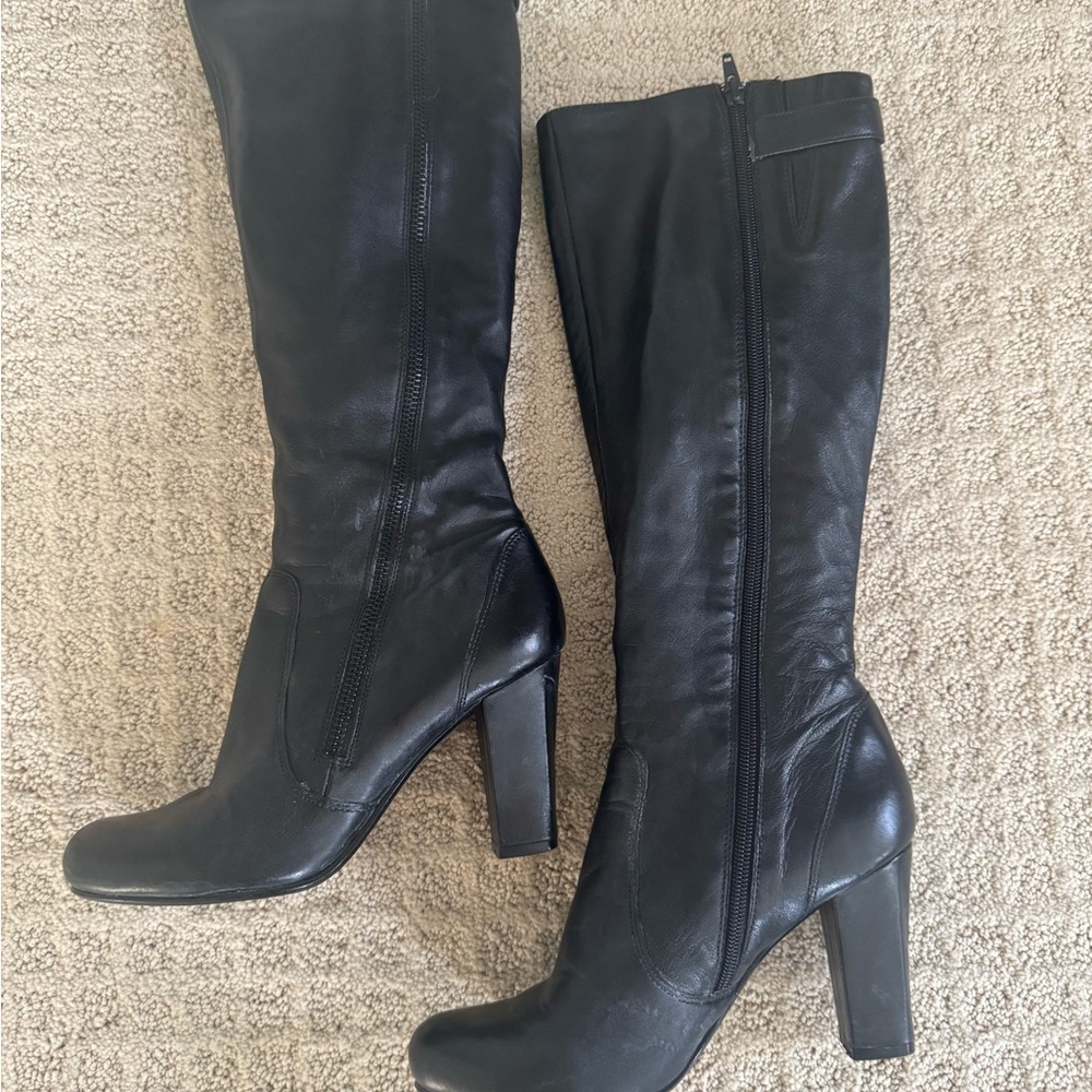 Aldo Black Heeled Knee-High Boots in leather~Size 38~Like New!!!  Gorgeous!🖤